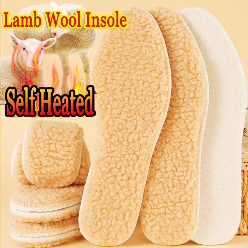 2/4pcs Thicken Warm Insoles Winter Plush Lamb Wool Cold-proof Insole Warm Men Women Snow Boots Foot Pad Soft Tailorable Insole