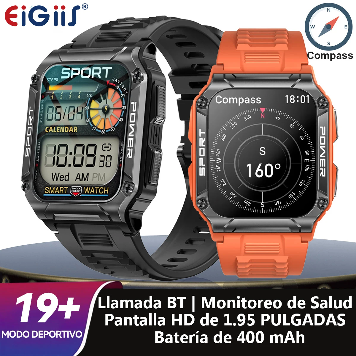 

EIGIIS Smart Watch for Men Bluetooth Call HD Screen Rugged Sports Watch Outdoor Fitness Tracker with Heart Rate Sleep Monitor