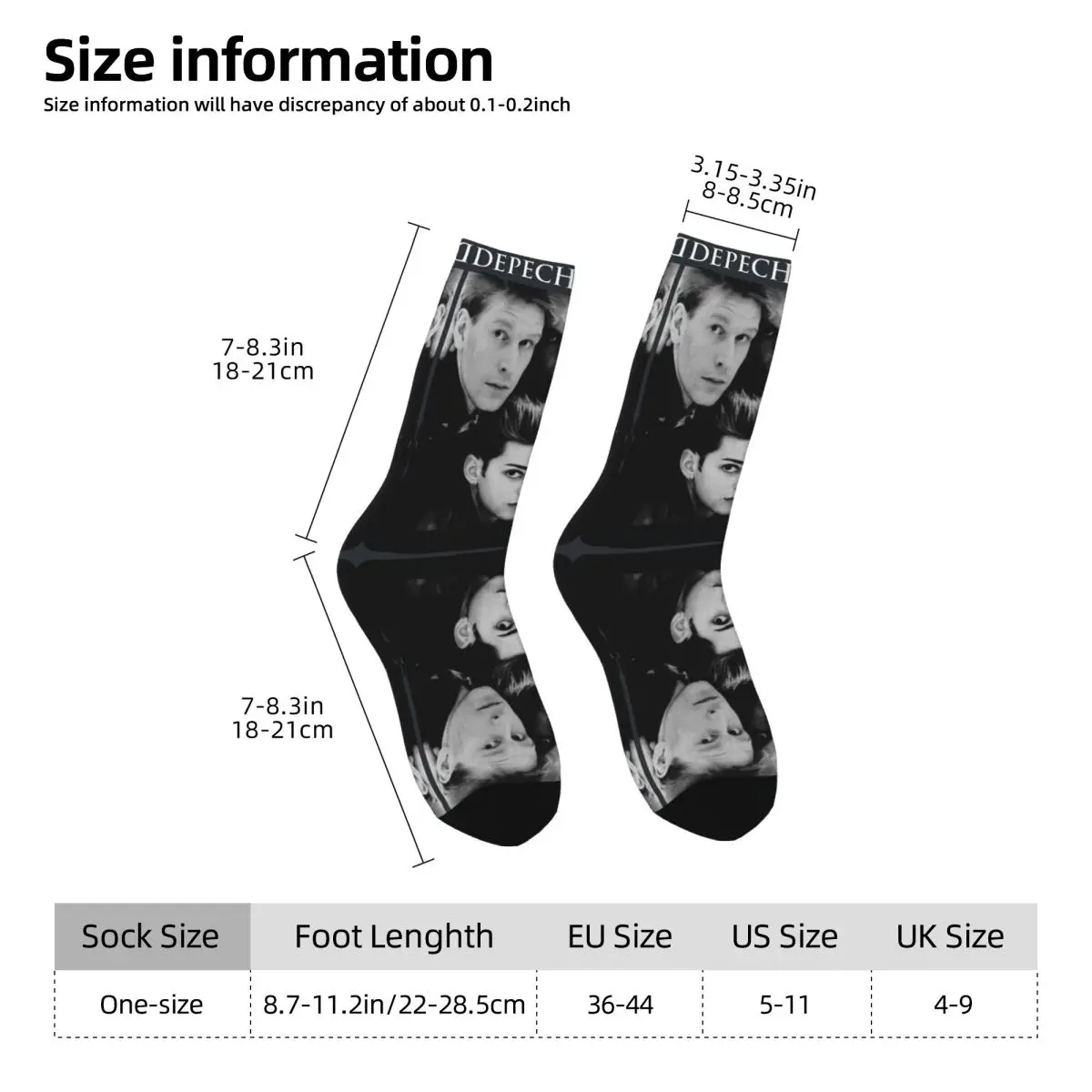 Tour Memento Mori Memories 2024 World Tour Men's Socks Retro Harajuku Depeche-Mode-Band Hip Hop Novelty Casual Crew Sock fugees