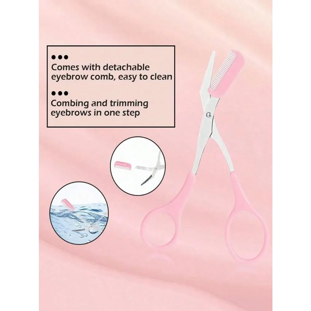 กรรไกรตัดขนคิ้วแบบมีหวี 1 ชิ้น สำหรับทุกเพศ - เครื่องมือตัดแต่งทรงอย่างแม่นยำสำหรับผู้ชายและผู้หญิง กำจัดขนบนใบหน้า อุปกรณ์เสริมความงามพร้อมเป็นของขวัญ