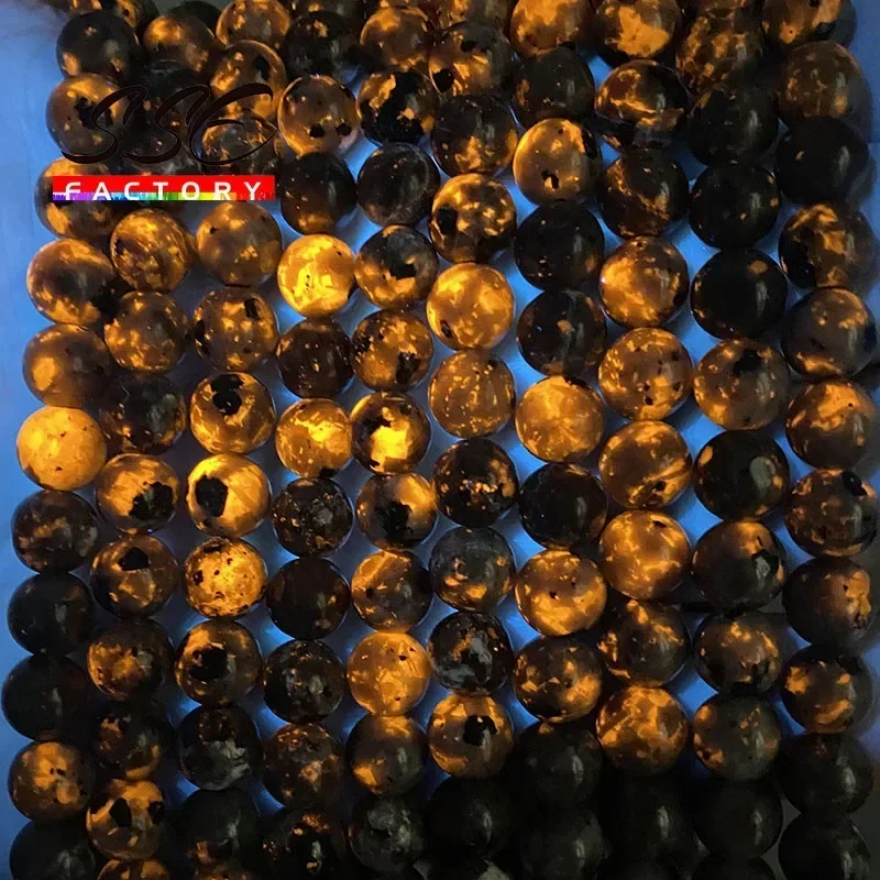 100% Natural Flame Stone Beads Yooperlite Fire Sodalite Round Loose Spacer Beads for Jewelry Making DIY Bracelets Necklaces 15\'\'