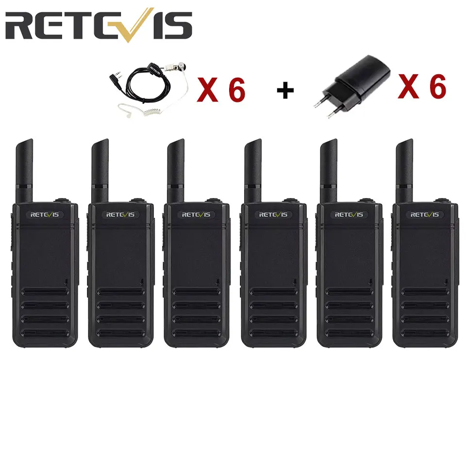 Retevis RB639 Walkie Talkie 6pcs Lightweight Communication Walkie-Talkies Long Range Type-C Portable Two Way Radio With Earphone