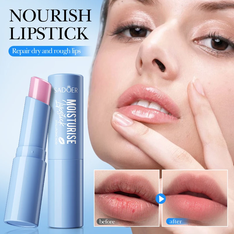 SADOER Hyaluronic Acid Lip Balm long-lasting Moisturizing Lip Care, Hydrating & Nourishing Soothe Dryness, Softens Rough Lips