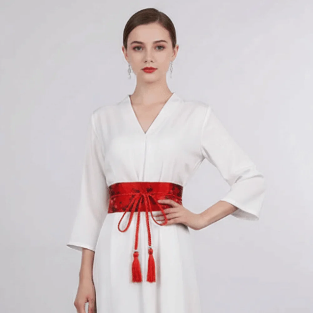 Wide Style Embroidery Corset Embroidered Retro-pattern Hanfu Waistband Jacquard Soft Fabric Ethnic Girdle Kimono Match