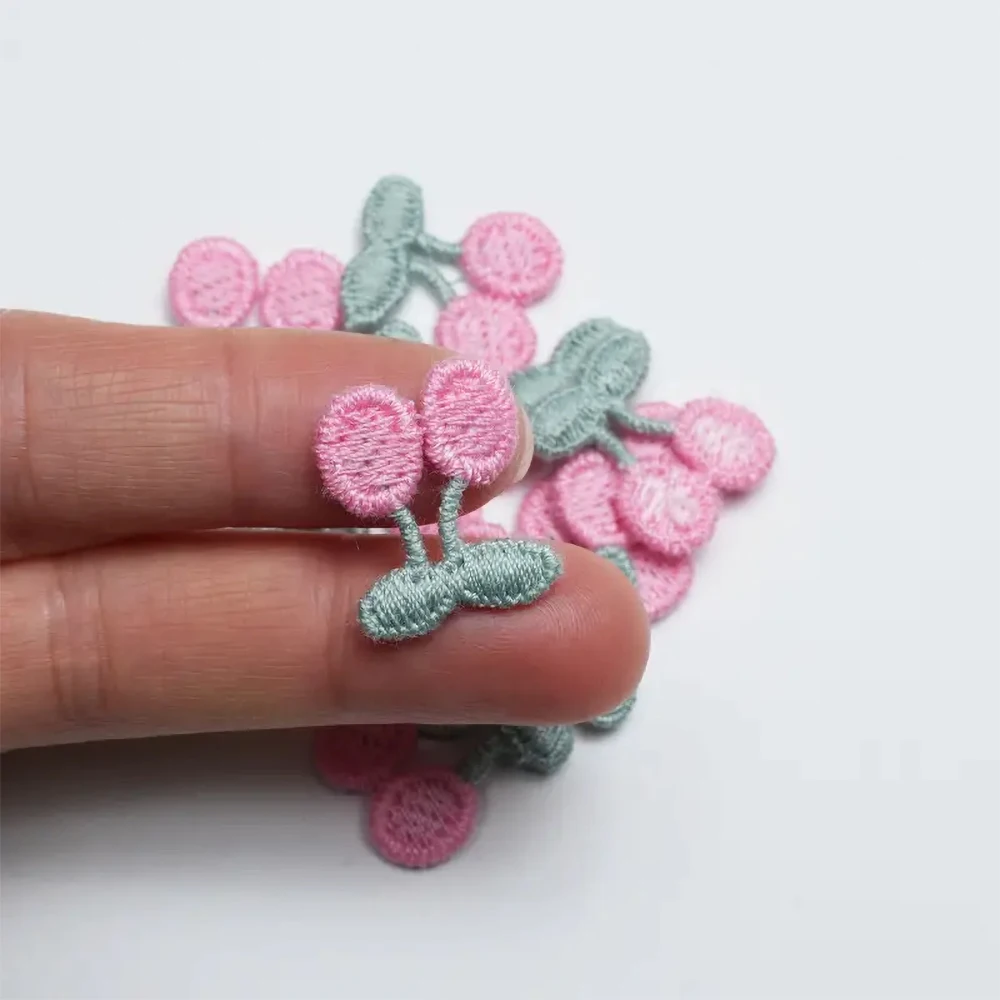 10Pcs Pink Cherry Patch Repair For Child Dress Hat Bags