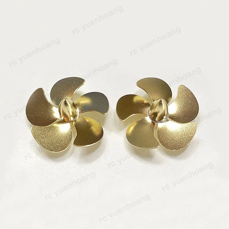 1Pair Remote Control Model Boat Metal Propeller Dia 33mm Shaft Hole M4 5-Blade Paddle Positive Negative Brass Props Assembly