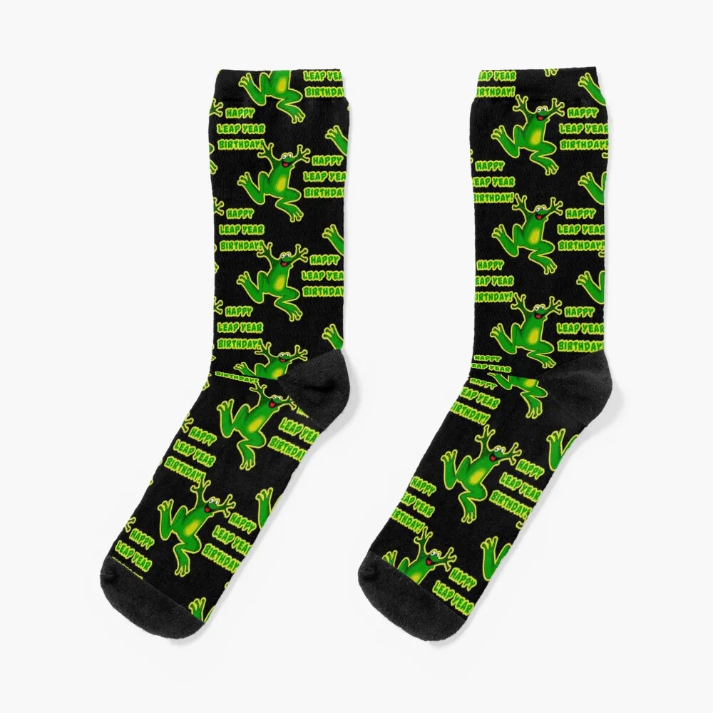

Leap Year Birthday with Leaping Jumping Frog Socks retro cycling Lots Wholesale Man Socks Women's