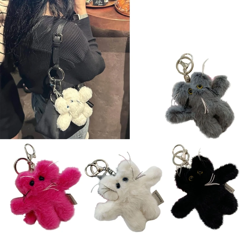 

Plush Keychain Cute Bear Doll Pendant Key Chain Stuffed Animal Toy Cartoon Keyring Bag Ornament Backpack Decoration