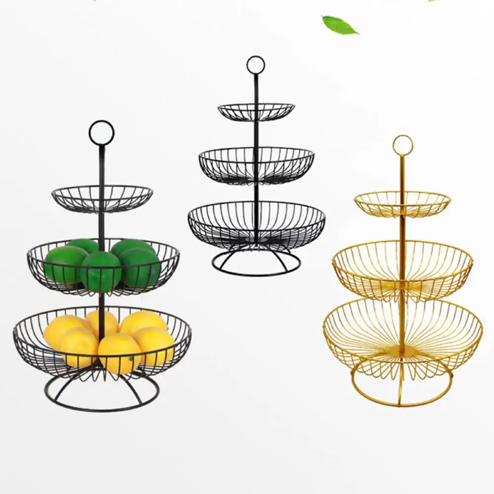 3 Tiers Iron Plate Fruit Bowls Desserts Holder Nuts Candy Displat Stand Decorative Party Serving Tray for Home Party