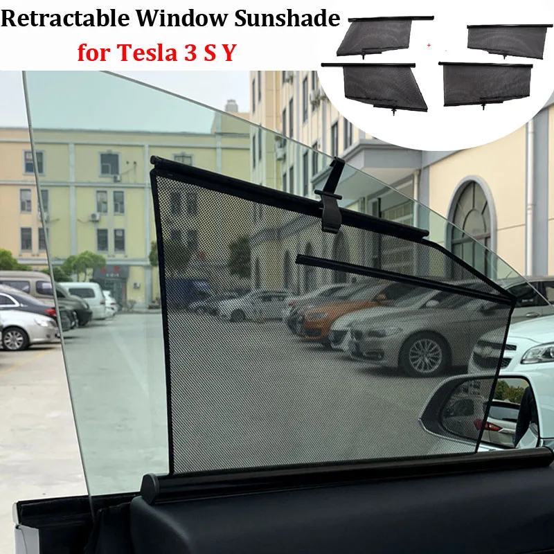 

Car Side Window Sunshade for Tesla Model 3 S Y 2023 Anti-UV Sun Shade Automatic Retractable Curtain Drape Roller Net Accessories