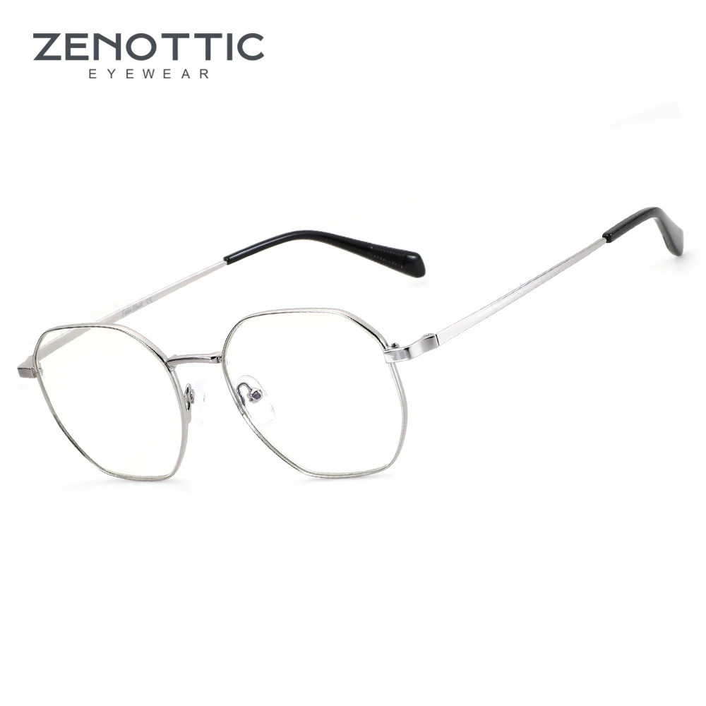 ZENOTTIC Fahion Lesebrille aus Titanlegierung, rund, Anti-Blaulicht-Lesebrille für Männer und Frauen, Computerbrille, Presbyopie-Lesebrille