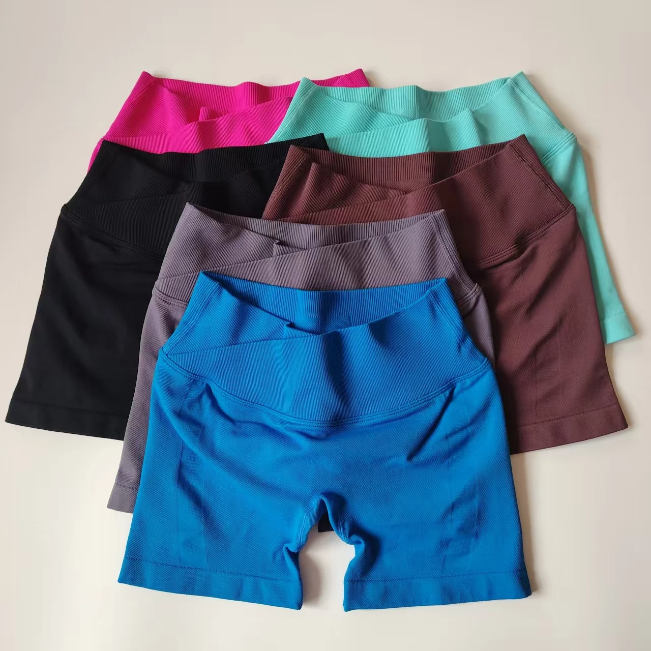 3Pcs Vision Gym Set Women Shawl Backless Tank Tops High Waist Scrunch Seamless Shorts Gym Suit Fitness Clothes Activewear Sets