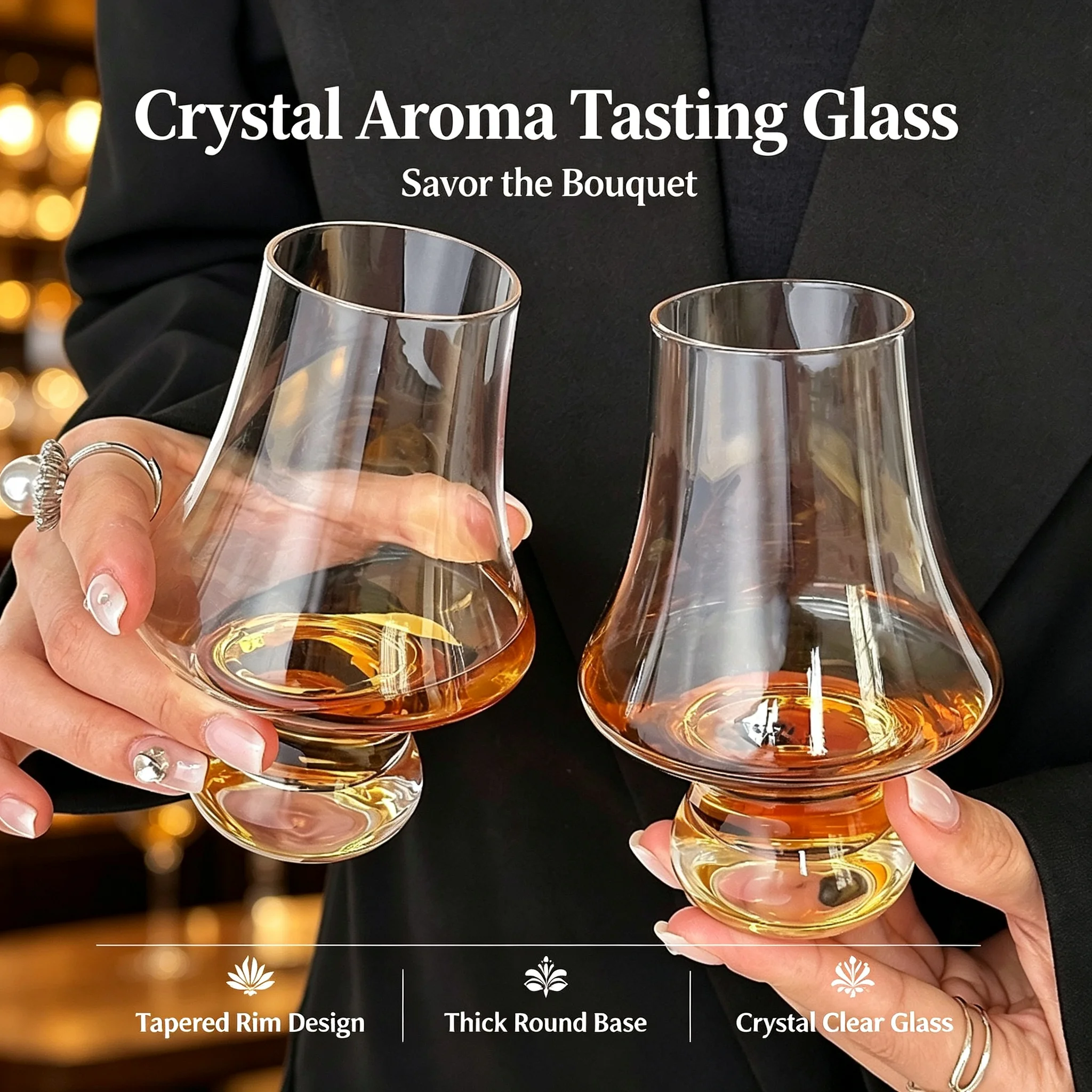 Handmade Tulip Crystal Whiskey Tasting Glass Big Belly Cognac Snifter for Bourbon Scotch Home Bar Gift Set