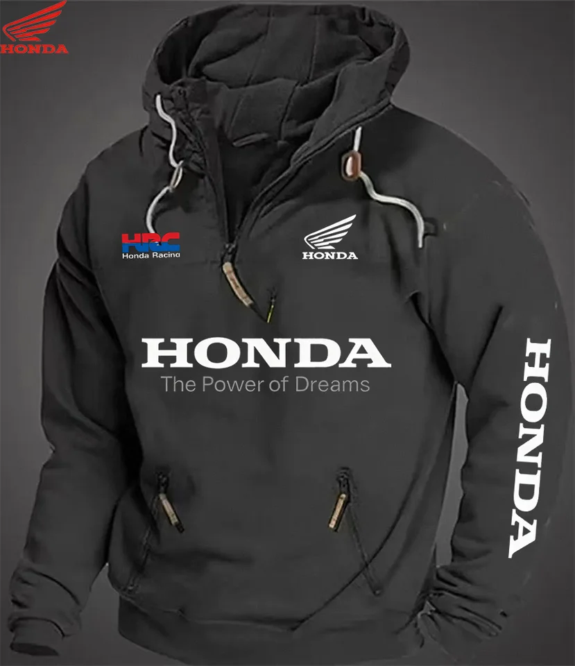 Men's Honda Motorcycle Hoodie with European Sporty Style Zipper