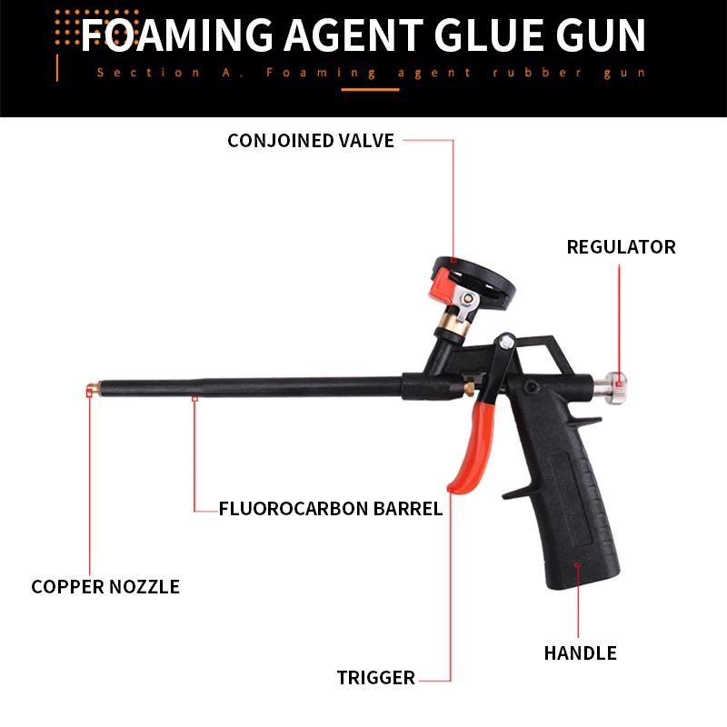 Metal Polyurethane Foam Sealant Special Gun PU Foam Gun Grade Expanding Spray Application Applicator Length 32cm