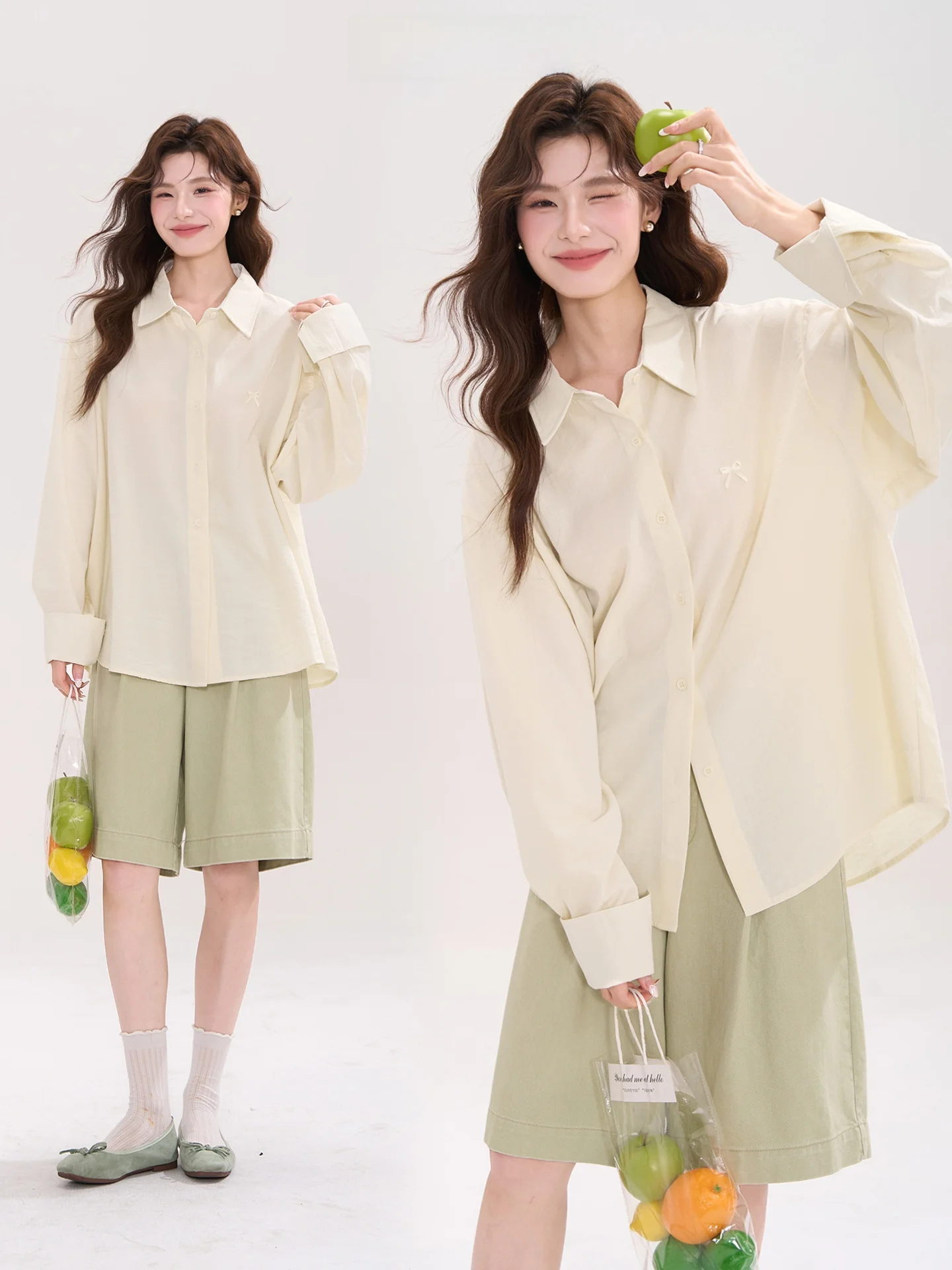 

Женская блузка Sweet Knot Long Sve в корейском стиле, повседневная, свободного кроя, летняя, от Heme Flower Field Window