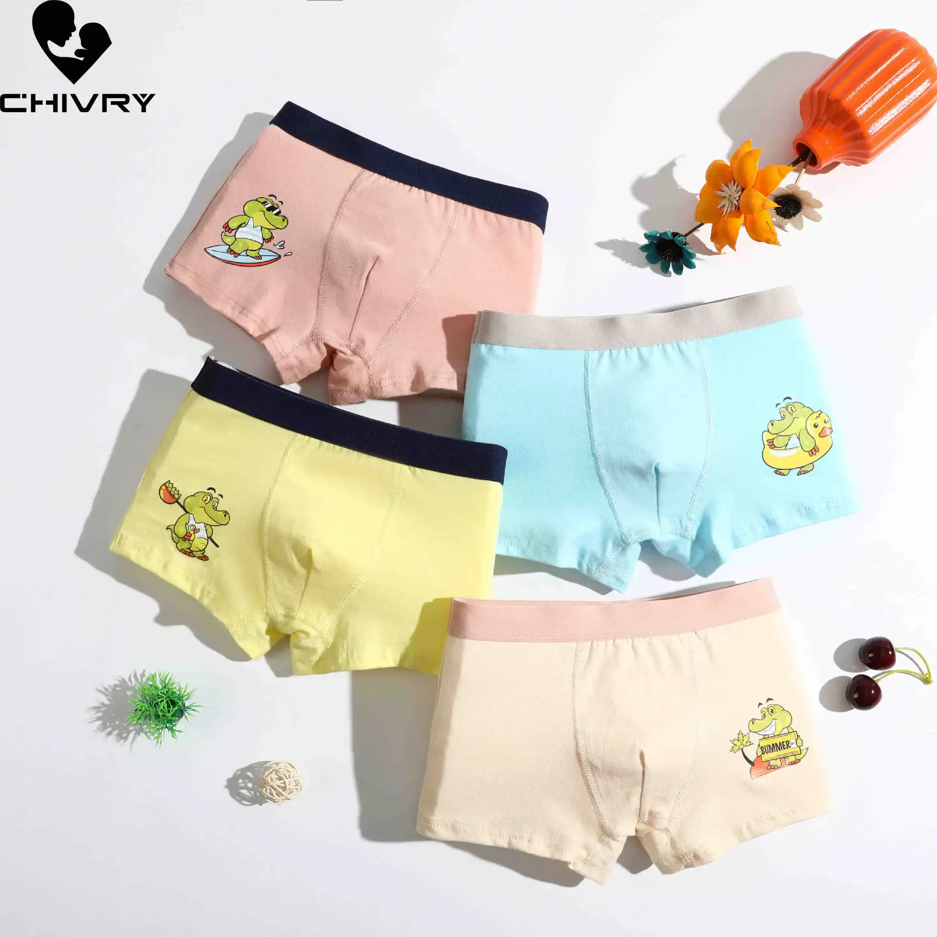 4Pcs/lot Kids Boys Underwear Cartoon Dinosaur Children's Shorts Panties for Baby Boys Boxer Brief Teenager Underpants for 2-15T