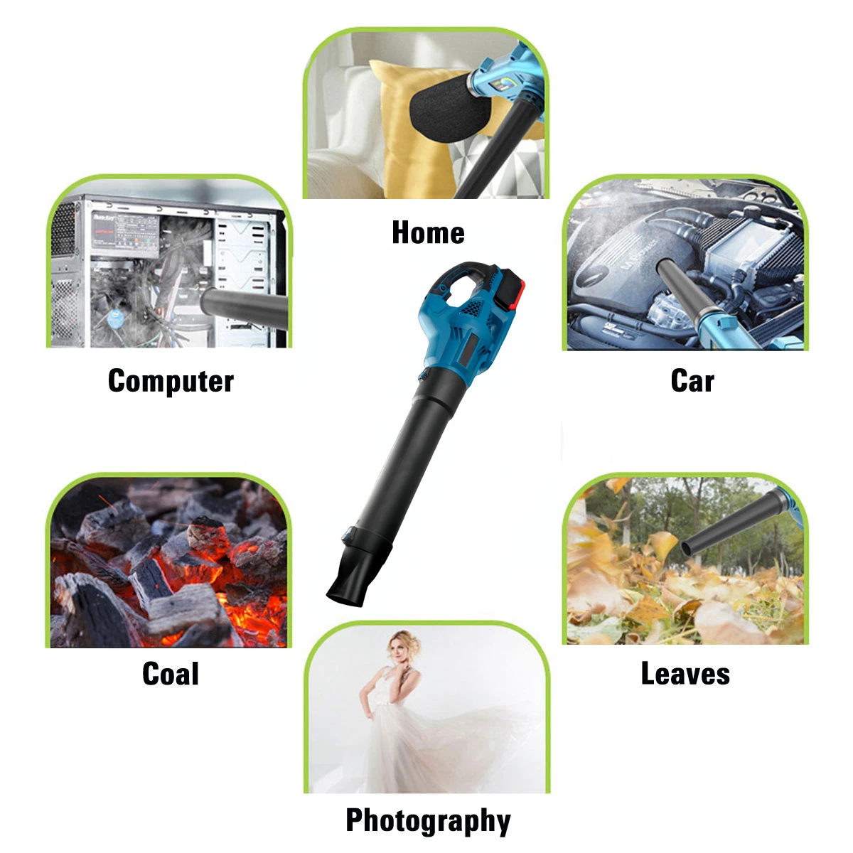 6 Gears 20000RPM Cordless Electric Air Blower Handheld Leaf Blower Dust Collector Sweeper Garden Tools For Makita 18V Battery