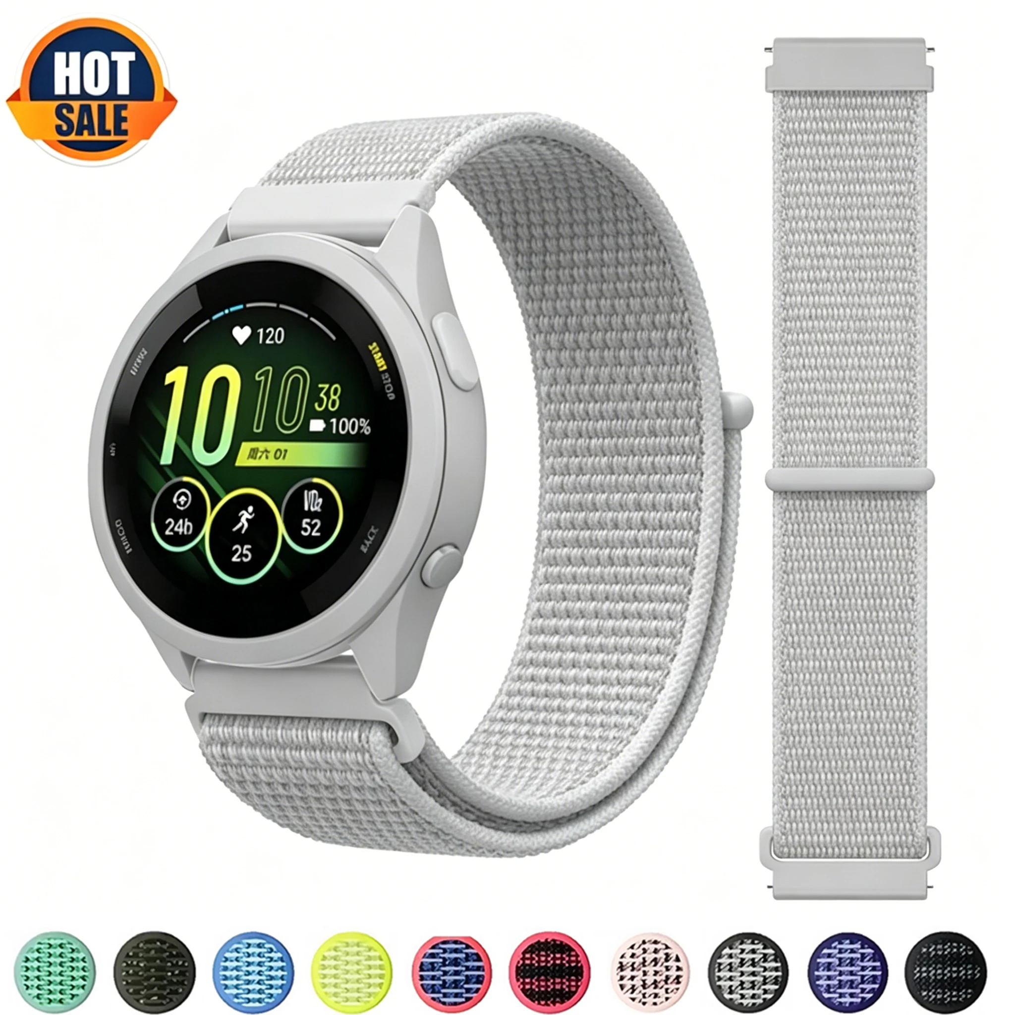 Correa deportiva de nailon de 20mm y 22mm para reloj Garmin Forerunner 265 255 965 165 255 Music, pulsera de nailon para Garmin Venu 3 Vivoactive 5