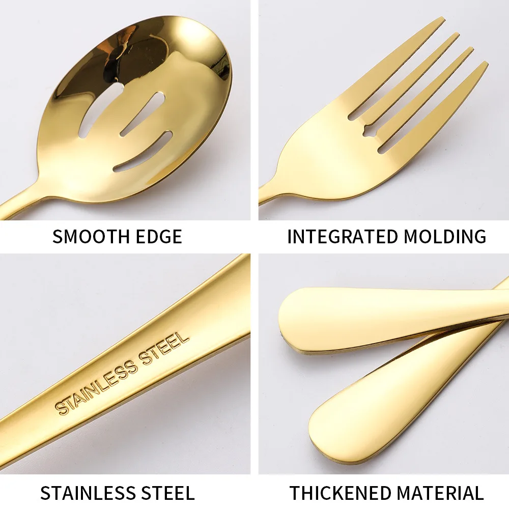 Stainless Steel Serving Spoon Fork Cake Shovel Cheese Butter Knife Salad Spoon Fork Bread Clip Set