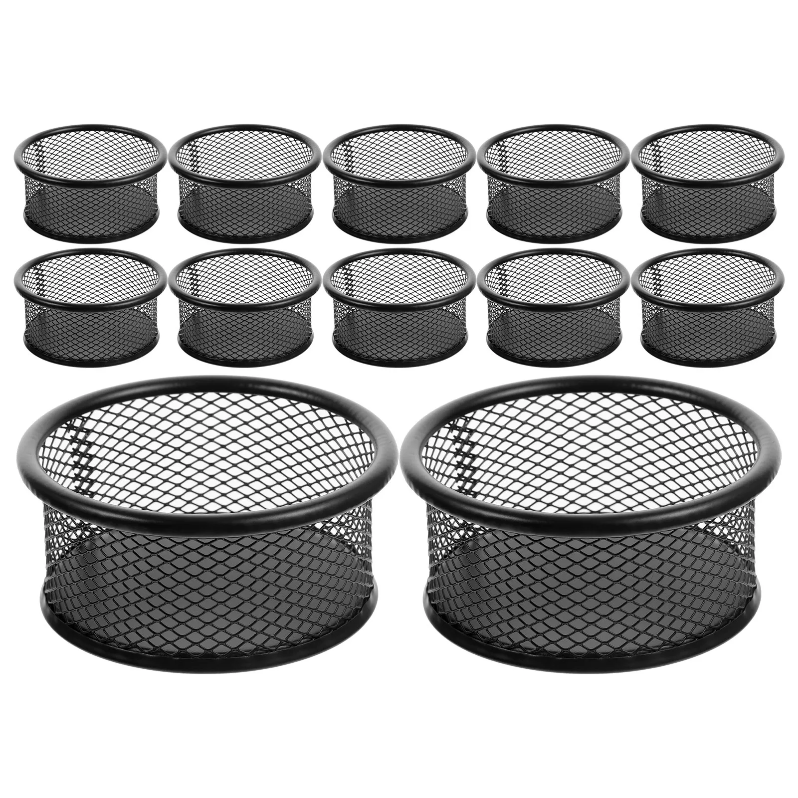 12pcs Mesh Paper Clip Holder Iron Desktop Organizer For Small Office Supplies Storage Sundries Container Basket Home School Use