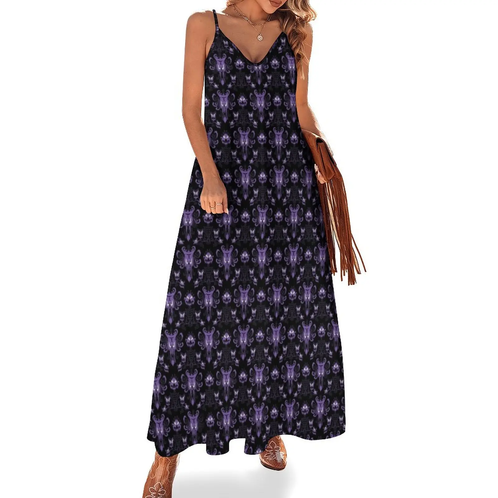 Haunted mansion contrast Sleeveless Long Dress clothing women summer 2025 Dress woman Dress