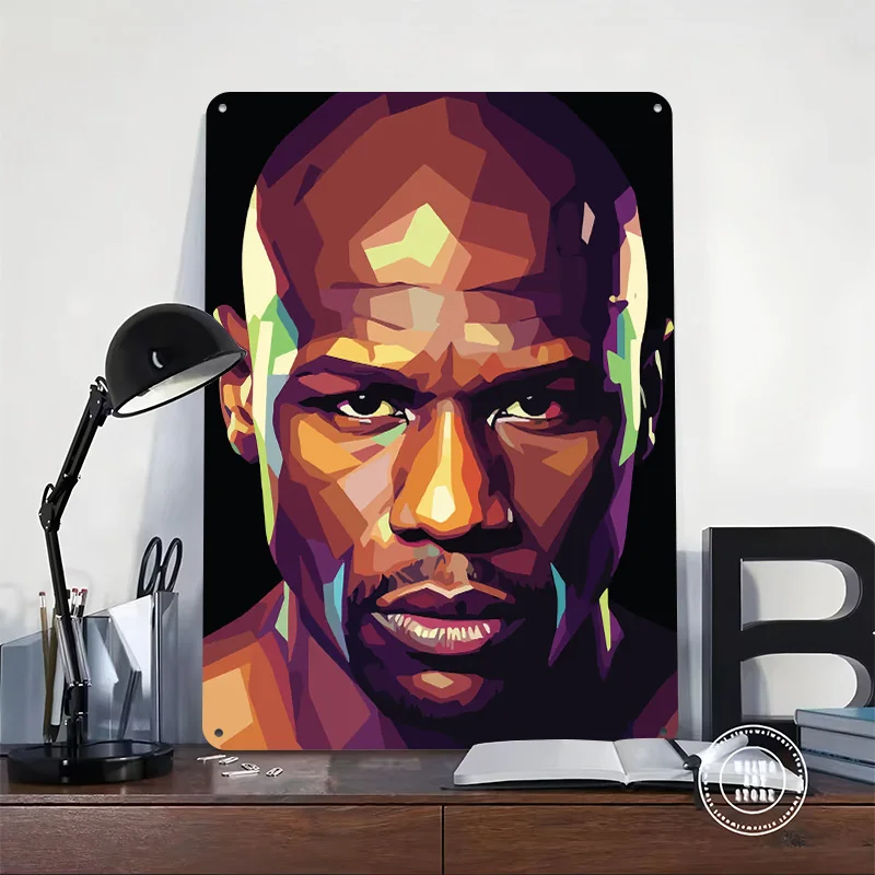 Floyd Mayweather Pop Art Portrait Metal Poster Custom Wall Art Retro Vintage Tinplate Signs for Man Cave Desk Decor Home Sign