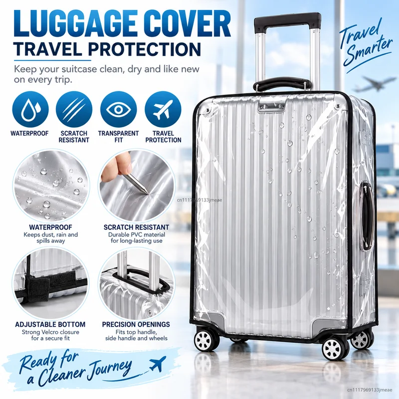 Luggage Protective Cover Transparent - Pelindung Koper Transparan, Penutup Koper Tahan