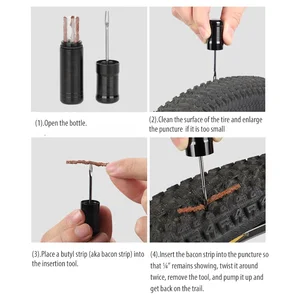 Kit Perbaikan Ban Tubeless Sepeda Sumbat Sumbat Karet Strip Bacon dan Alat Penyisipan untuk Memperbaiki Tusukan Sepeda MTB Jalan Datar 10 angka siput logam penjualan terbaik - №