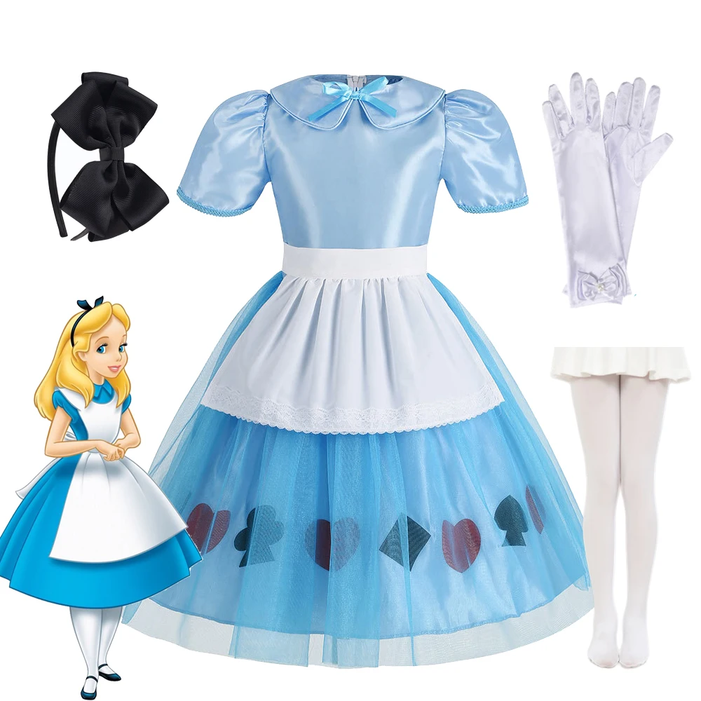 

Disney Deluxe Girl Halloween Sissy Maid Lolita Dress Alice in Wonderland Costume Kids Cosplay Servant Family Party Fancy Dress