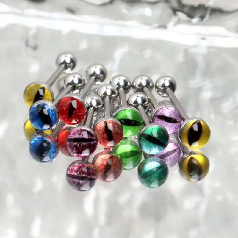 Snake Eye Tongue Piercing Rings for Women Punk Style 316L Stainless Steel Tongue Studs Silver Color Sexy Body Jewelry Wholesale