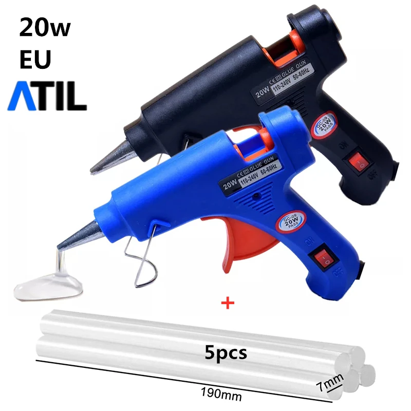 

20W Mini hot melt glue Gun 110V-240V and 7mm Glue Stick DIY Removable Thermo with Holder Electric Repairs Tool creative heat gun