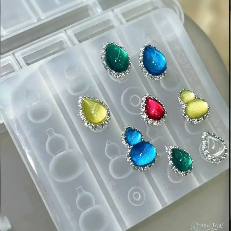 Silicone Nail Art Molds Non-Stick Reusable for Gourd Teardrop Nail Charms Practical Home Salon Manicure Supplies
