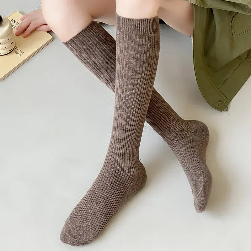 

Women Thick Warm Knees Socks Wool Cashmere Socks Stockings JK School Girls Solid Color Thermal Long Sock Stockings Autumn Winter