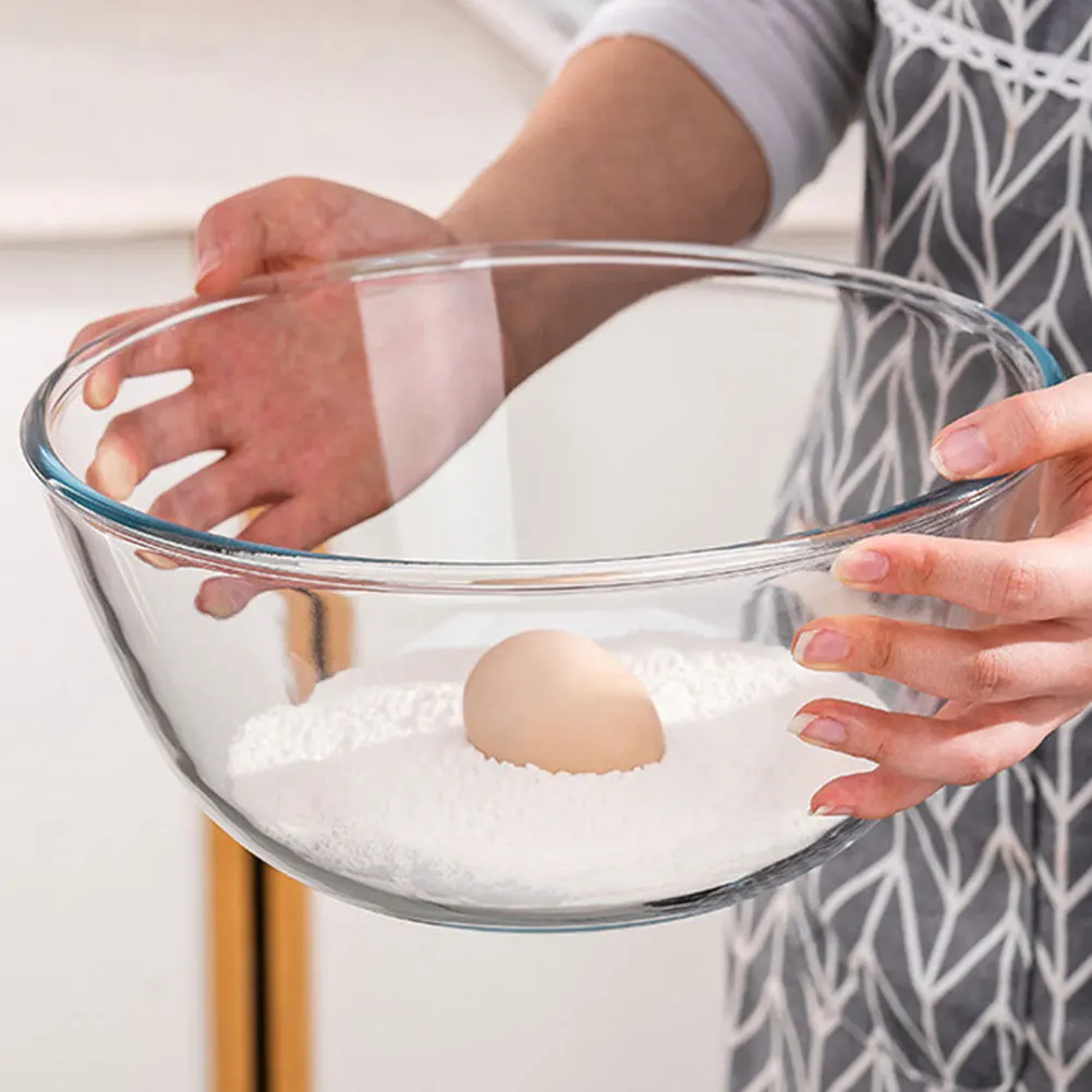 

Glass Bowl Household Glass Egg Beater Mixing Bowl for Food Serving Salad Baking Tableware Multi Purpose Clear Glassware