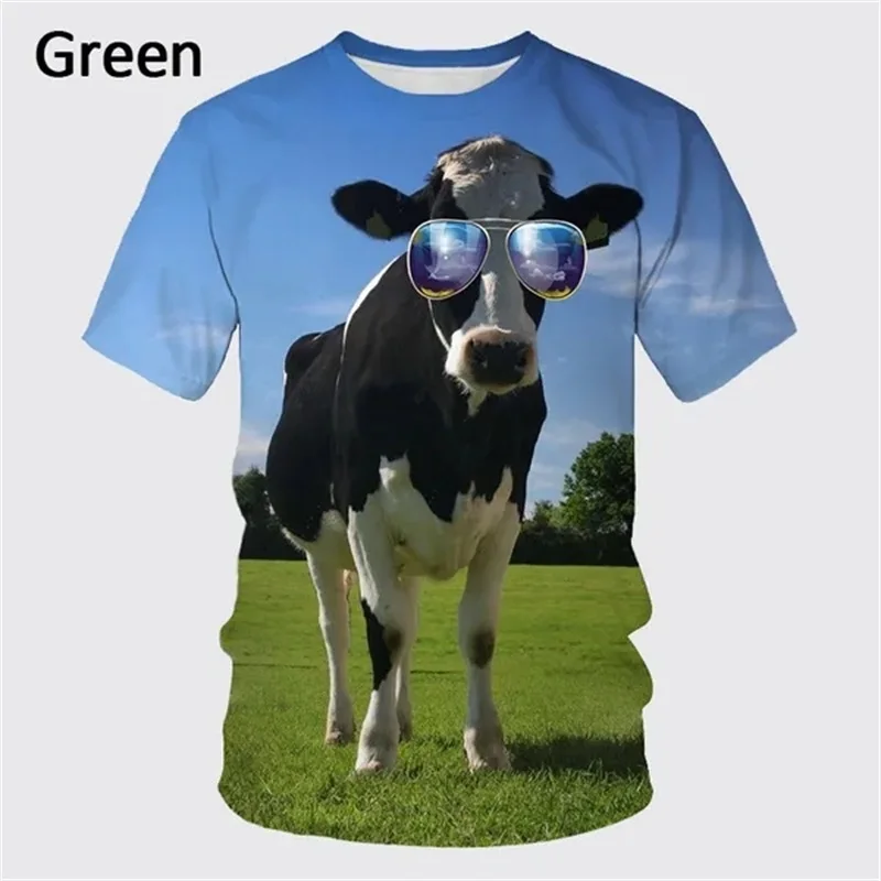 Fashion Short-sleeved Animal Cow Graphic T Shirts For Men Kids 3D Printing Casual Funny Tshirt Casual Oversized Hip-hop Tee Tops