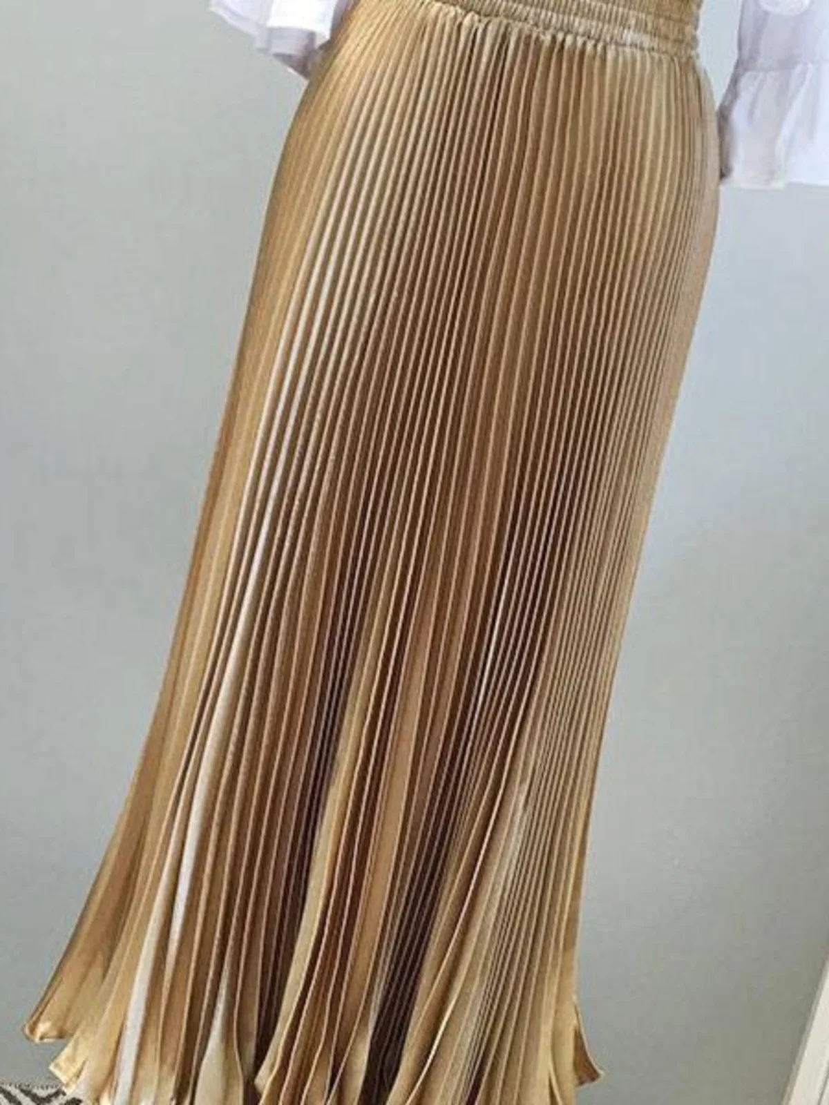 سليم صالح عالية الخصر مطوي تنورة طويلة المرأة Ele منتصف طول Gored تنورة عالية الخصر تصميم Faionable Busin عادية #1