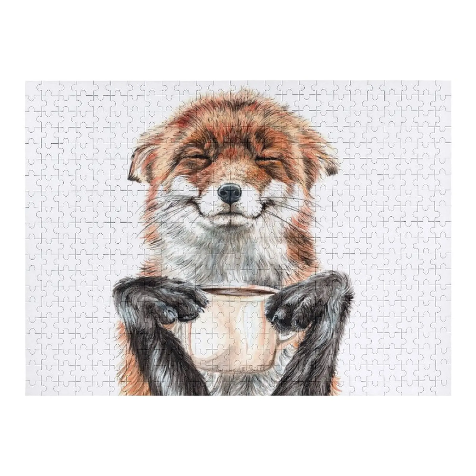 

Утро лиса-милые кофейные животные-головоломки, деревянные композиции для детей, игрушки-головоломки для малышей