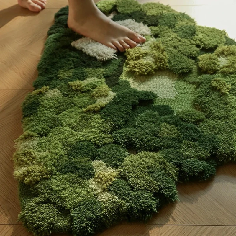 entrance carpet handmade living room coffee table New Zealand wool moss forest bedside blanket