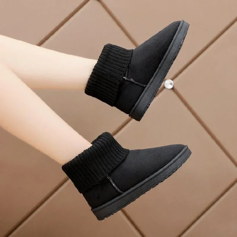 Fashionable Casual Comfortable Short Plush Platform Snow Boots with Round Toe Suede Thick Soles New Woolen Collar Women's Boots