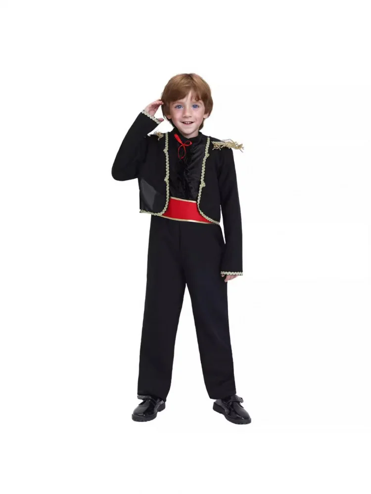 

Halloween Children's Bullfighter Flamenco Dance Costume Ethnic Performance Party Outfit Traditional Spanish Festival Apparel