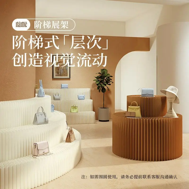 Folding Multi-Tier Display Stand Rack Portable Retail Showcase Counter for Trade Show Exhibition Home Storage Organizer