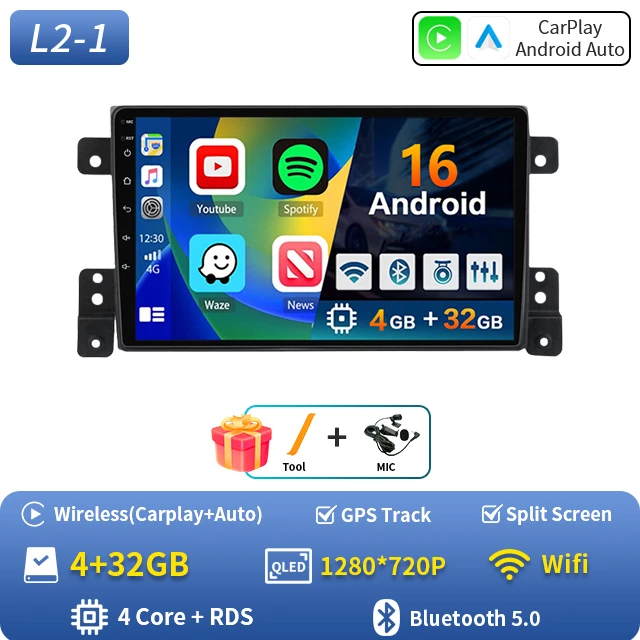 2Din autoradio Android 16 voor Suzuki Grand Vitara 3 2005-2010 2011-2015 autoradio multimediaspeler GPS Carplay Android Auto WIFI
