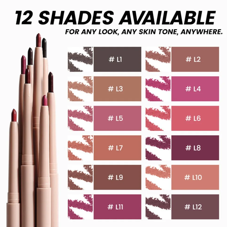 Vegan Smudge Proof Waterproof Matte Lip Liner Private Label Long Lasting Nude Makeup Lip Pencil Lipstick Custom Logo Wholesale