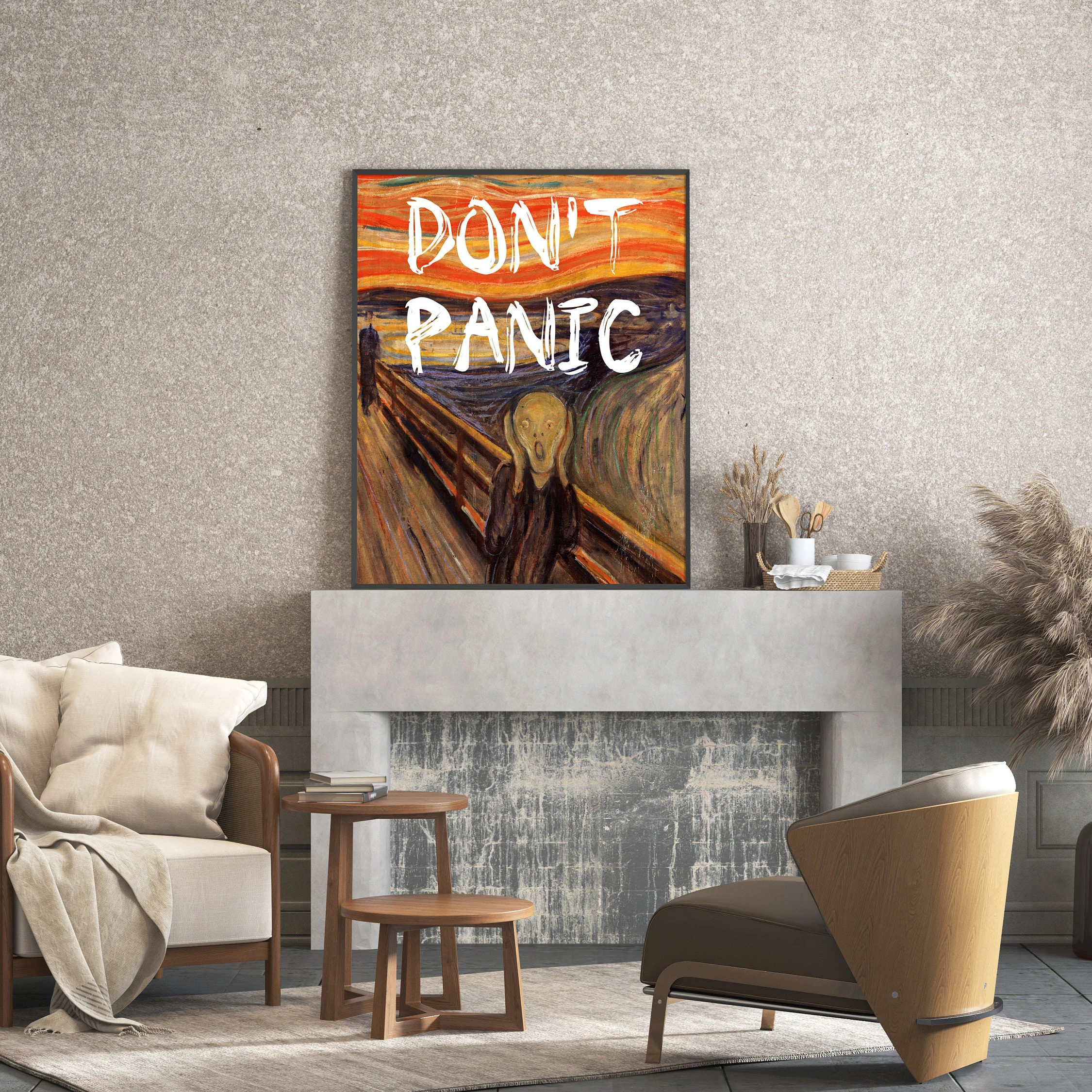 

The Scream Don't Panic Quotes Art Canvas Painting Poster Print Funny Vintage Altered Art Home Decor Picture For Living Room