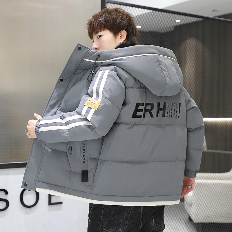 

Winter Thiened Warm Cotton Jaet Men's High-End Trend Casual ort Hat down Cotton Coat Youth ular Loose Fit Long Sve