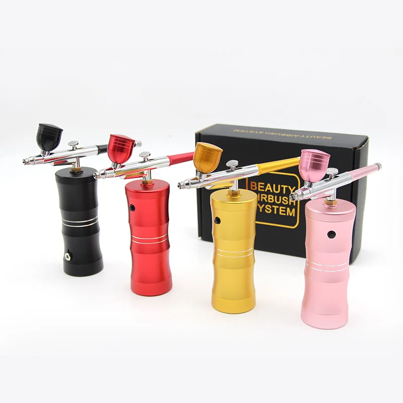 

Oxygen Nano Mist Sprayer Mini Air Compressor Kit Air-Brush Spray Gun Airbrush Skin Hydrating For Nail Art Tattoo Craft Cake Fog