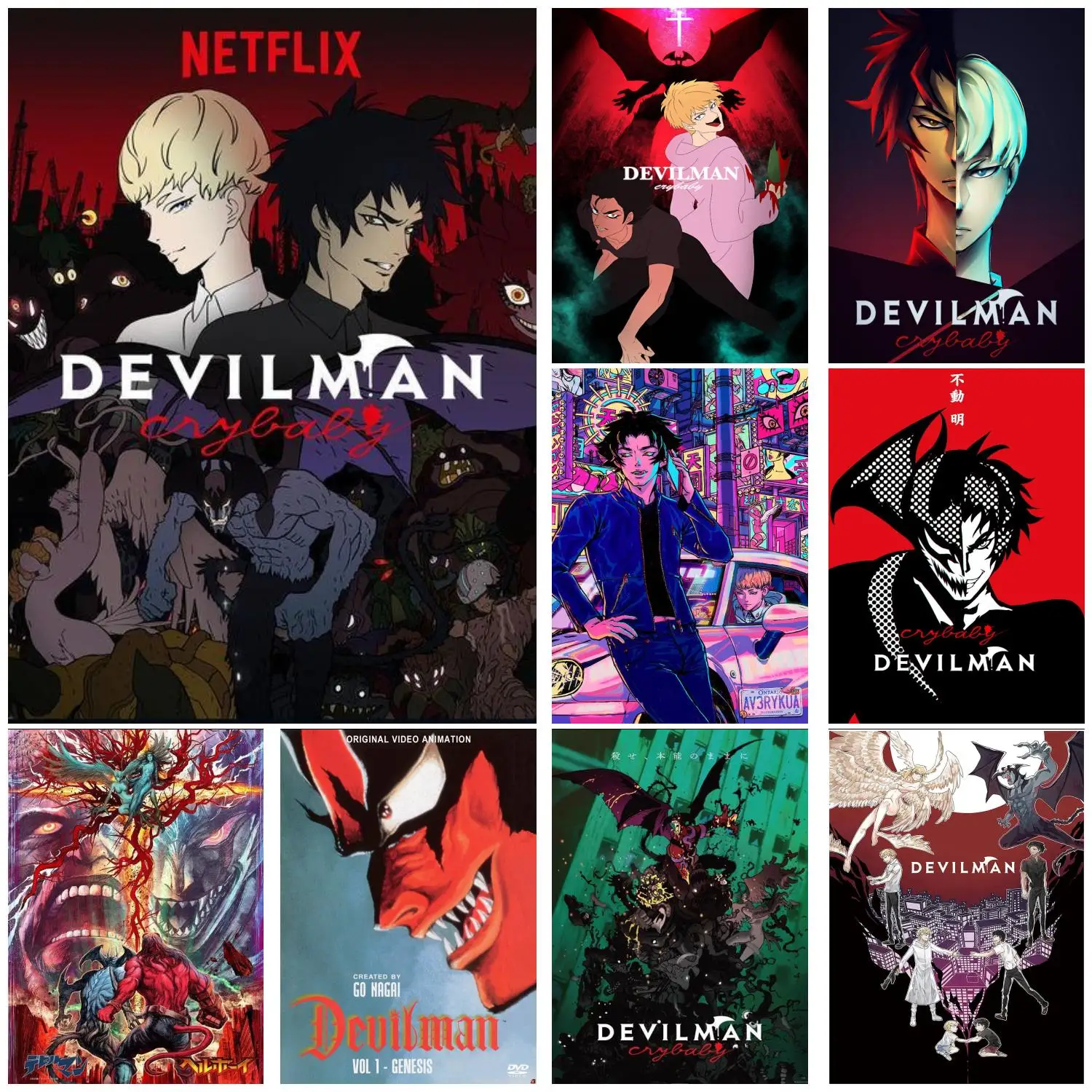 devilman crybaby Poster Prints Wall Art Canvas Painting Poster For Modern Family Living Room Home Decor