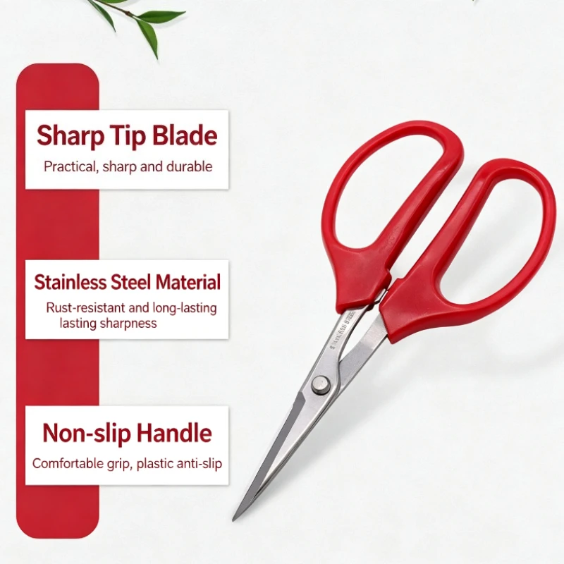 Whosesale Stainless Steel Fruit Grape Scissors Clipper Red PP Comfort Handle Pruning Shears Gardening Tools for Bonsai Flowers
