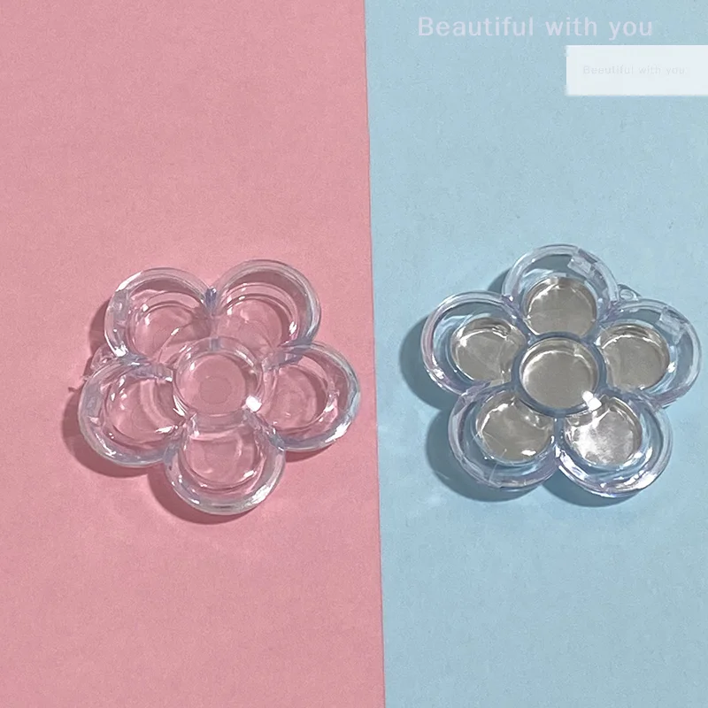 Étui à Ombre à Paupières en Plastique avec Couvercle Transparent, Boîte à Palette de Maquillage, Poêle Ronde en Aluminium, Récipient Correcteur Crémeux, 6 Espaces